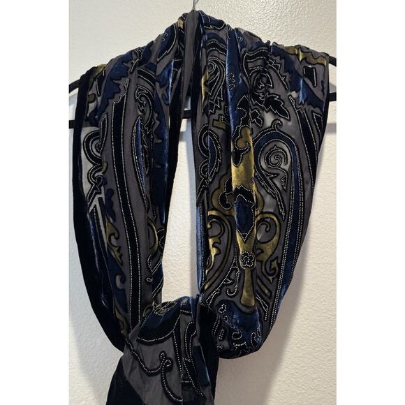 Avenue Scarf Sheer Burnout Velvet Silk Blend Goth Fairy Boho Festival 90s Look - Picture 8 of 12